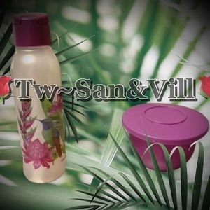 TUPPERWARE SPECIAL EDITION HUMMINGBIRD FLIP TOP ECO WATER BOTTLE 750 ML set